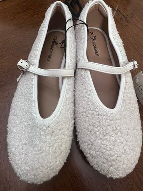No Boundaries Ivory Bouclé Mary Jane Flats